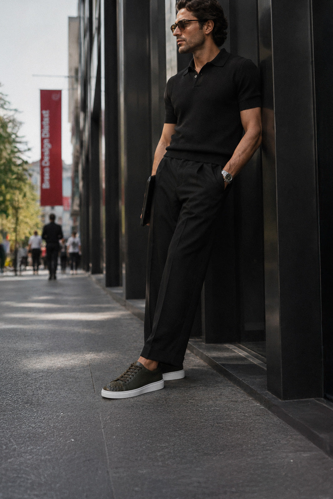 Men's Signature Braided Sneaker | Bottle Green Calf Leather