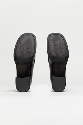 Heeled Loafer Mocassino | Rustic Black Calf Leather