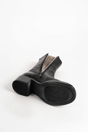 Shearling Boot Arizona | Grained Black Calf Leather