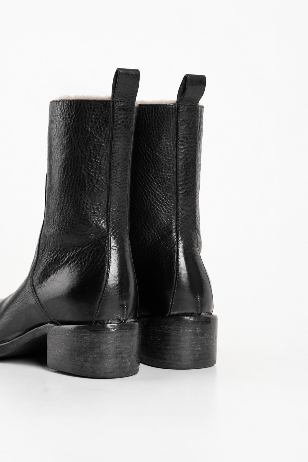 Shearling Boot Arizona | Grained Black Calf Leather