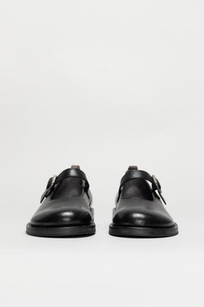 Mary Jane Flat Kurni | Rustic Black Calf Leather