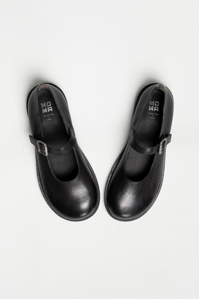 Mary Jane Flat Kurni | Rustic Black Calf Leather