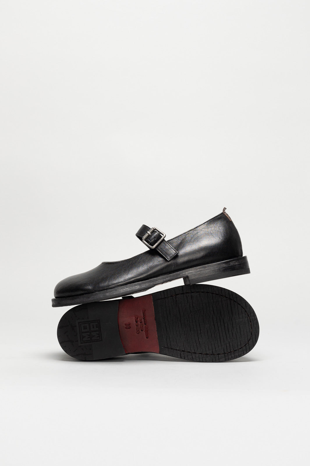 Mary Jane Flat Kurni | Rustic Black Calf Leather