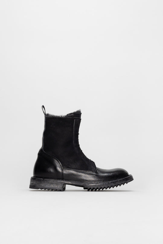 Shearling Boot Brisa | Rustic Black Calf Leather