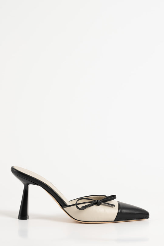 Heeled Mule Pump Prim 9 cm | Noble Black & Ivory White