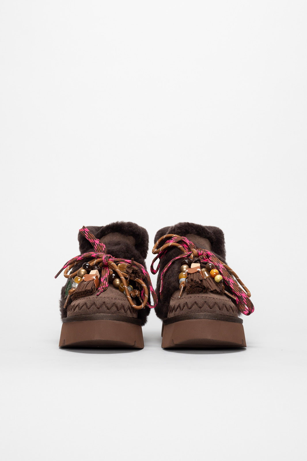 Shearling Platform Boot Aki | Brown Suede