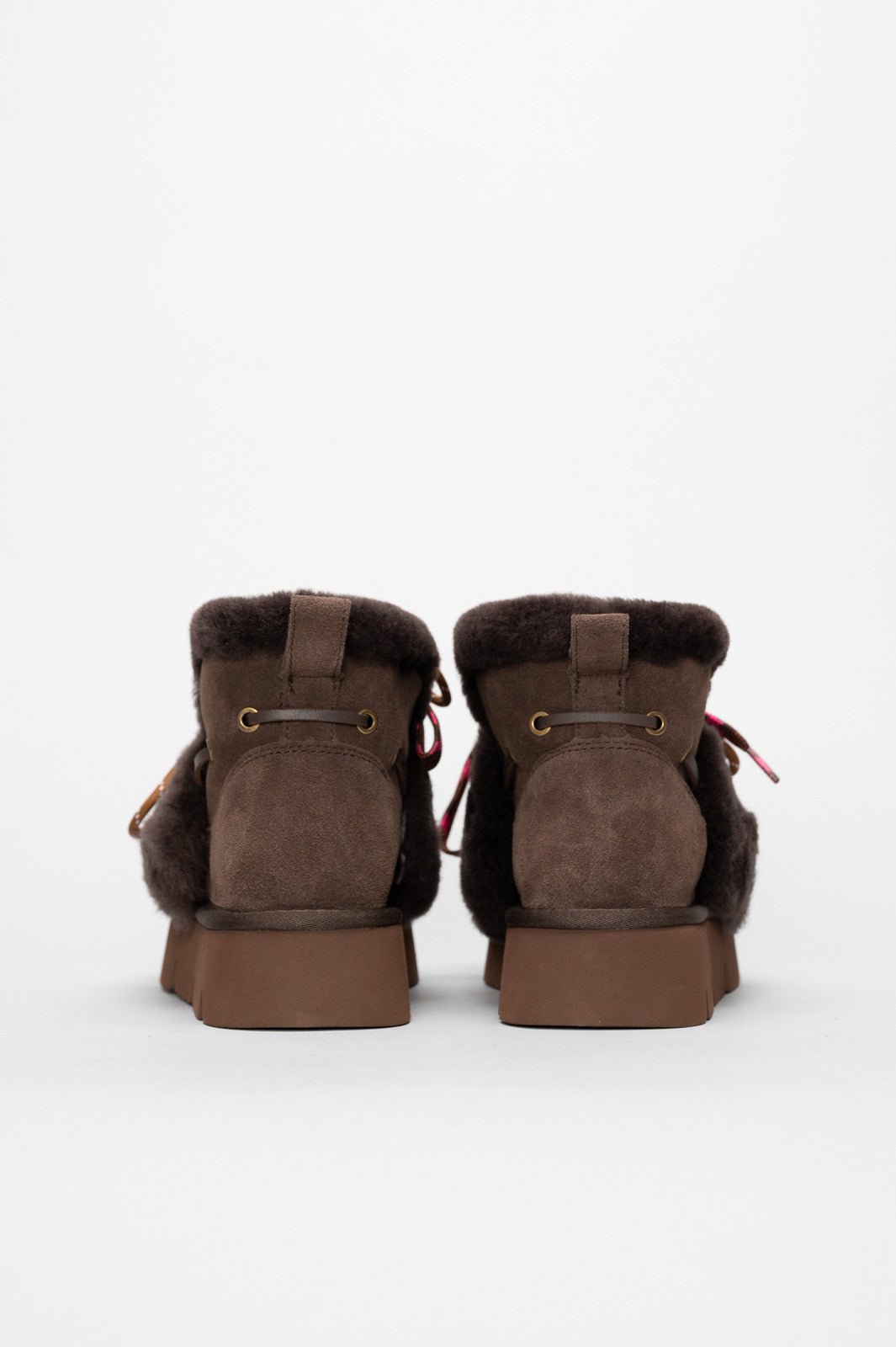 Shearling Platform Boot Aki | Brown Suede