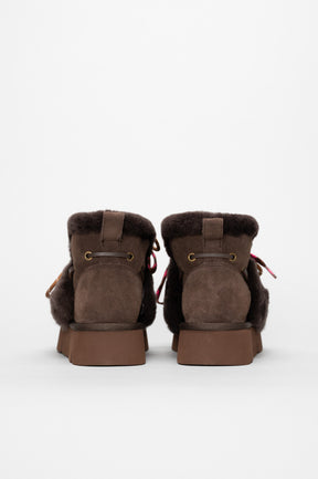 Shearling Platform Boot Aki | Brown Suede