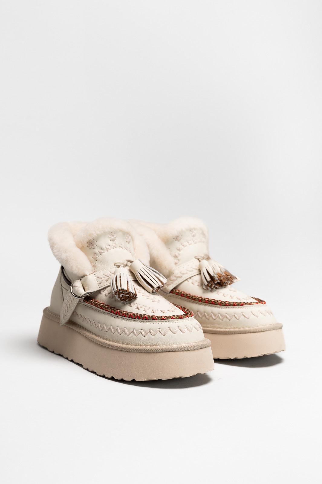 Moccasin Boot Soraya | Off White Calf Leather