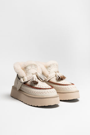 Moccasin Boot Soraya | Off White Calf Leather
