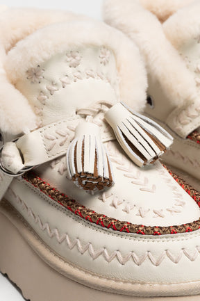 Moccasin Boot Soraya | Off White Calf Leather