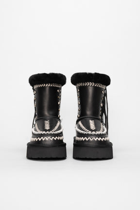 Shearling Platform Boot Luna | Black Calf Leather
