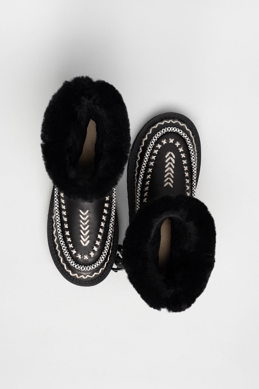 Shearling Platform Boot Luna | Black Calf Leather