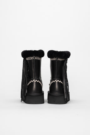 Shearling Platform Boot Luna | Black Calf Leather