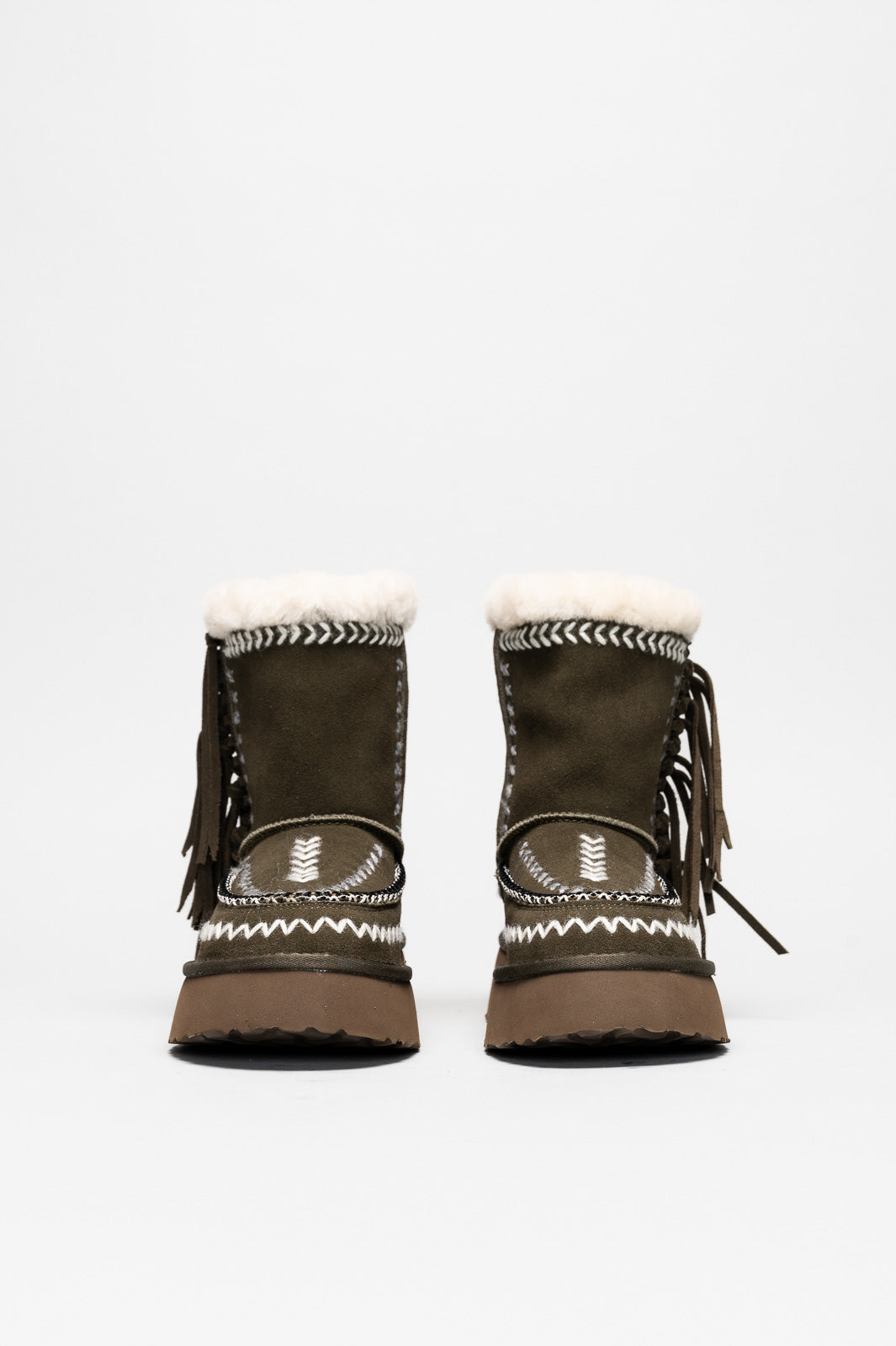 Ethnic Boot Luna | Moss Green Suede