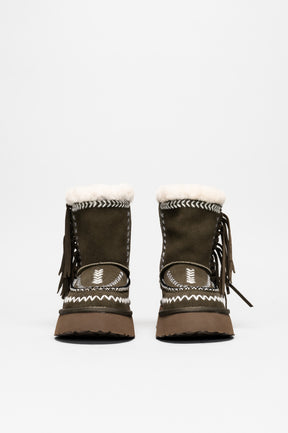 Ethnic Boot Luna | Moss Green Suede