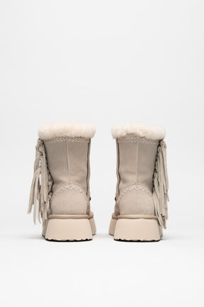 Ethnic Boot Luna | Red-Stiched Ivory Suede