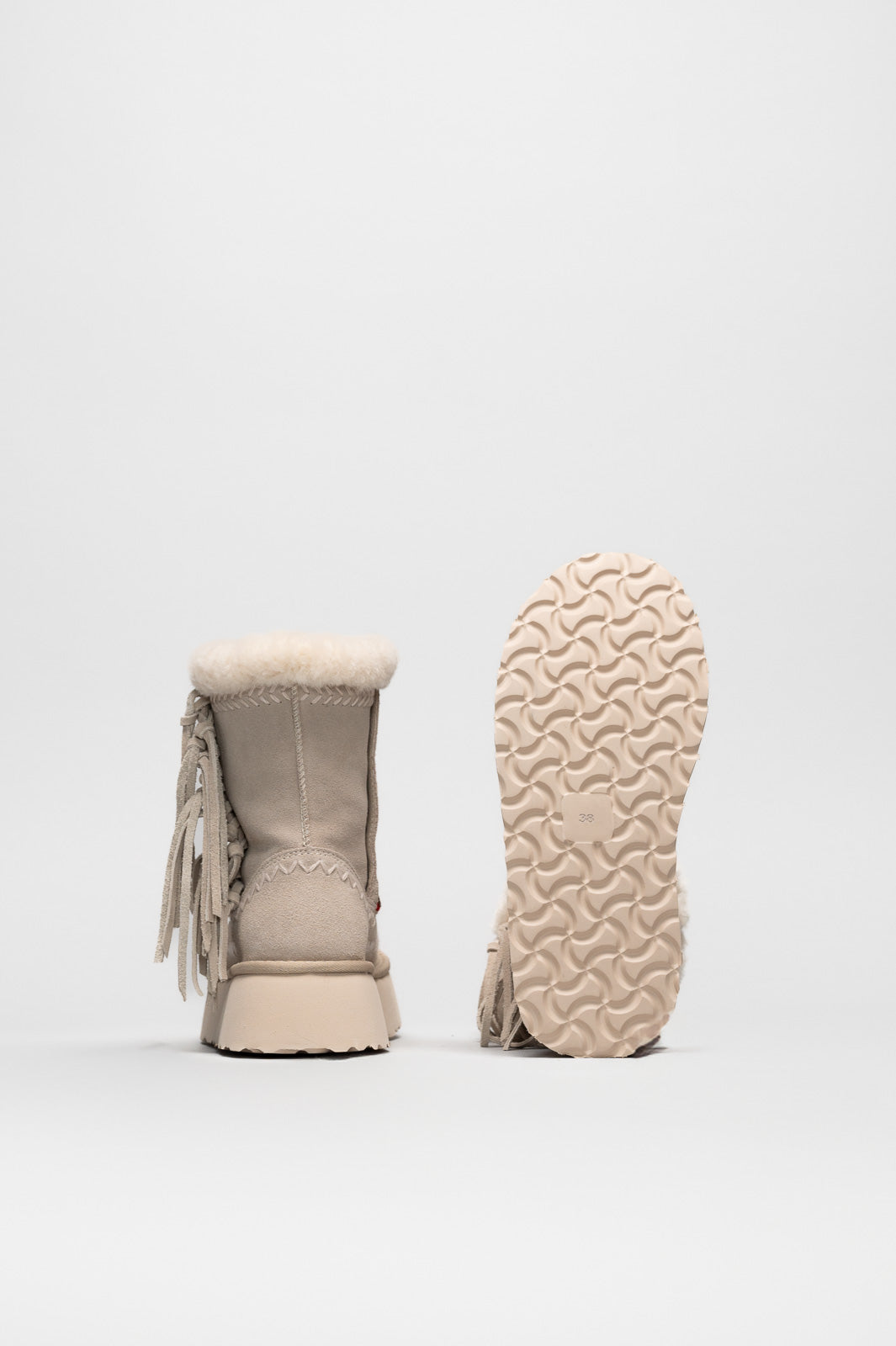 Ethnic Boot Luna | Red-Stiched Ivory Suede