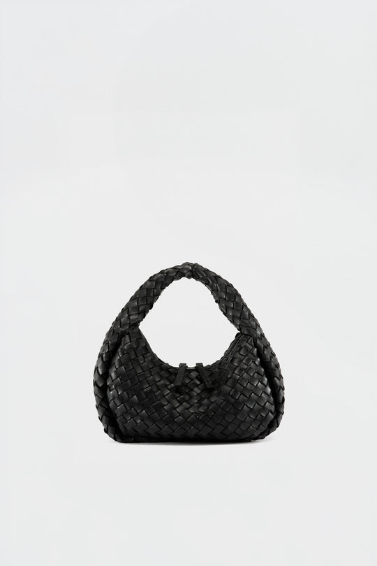 Braided Bolina Small | Black Woven Calf Leather