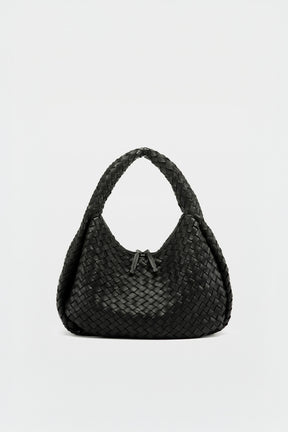 Braided Bolina Large | Black Woven Calf Leather