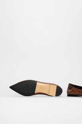 Ballet Flat Ingrid | Maple Brown Python-Embossed Leather