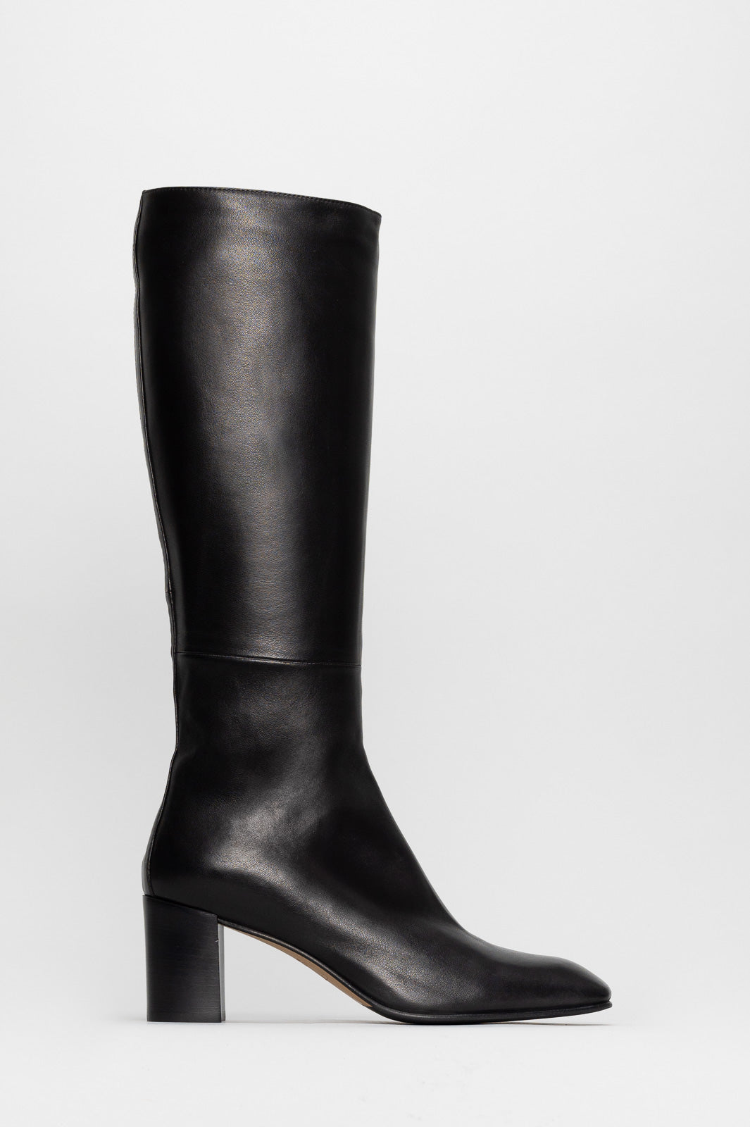 Heeled High Boot Elin | Midnight Black Nappa Leather