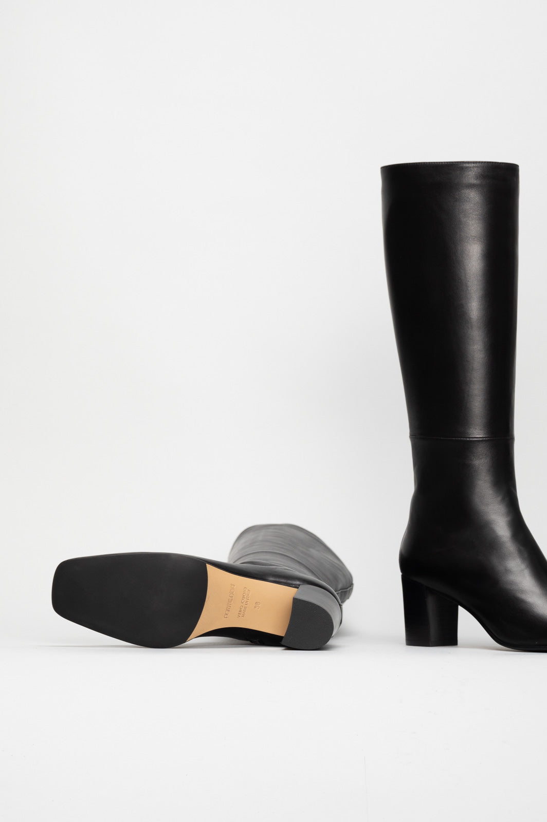Heeled High Boot Elin | Midnight Black Nappa Leather