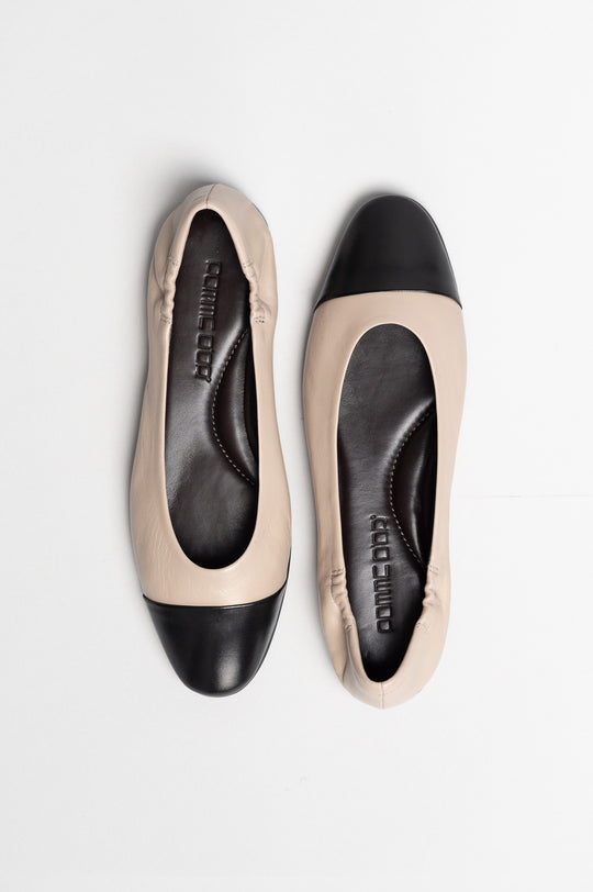 Ballet Flat Giorgia | Beige Black Nappa Leather