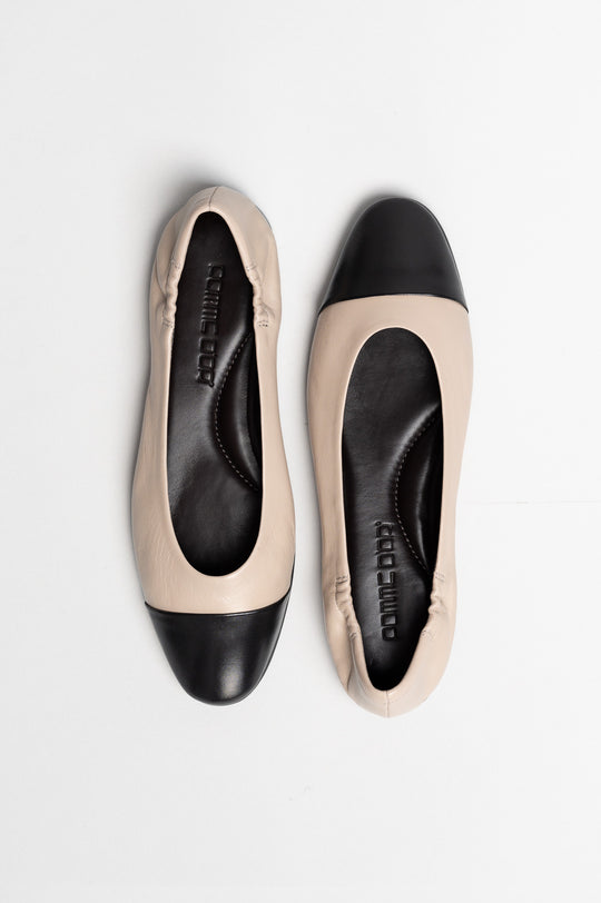 Ballet Flat Giorgia | Beige Black Nappa Leather