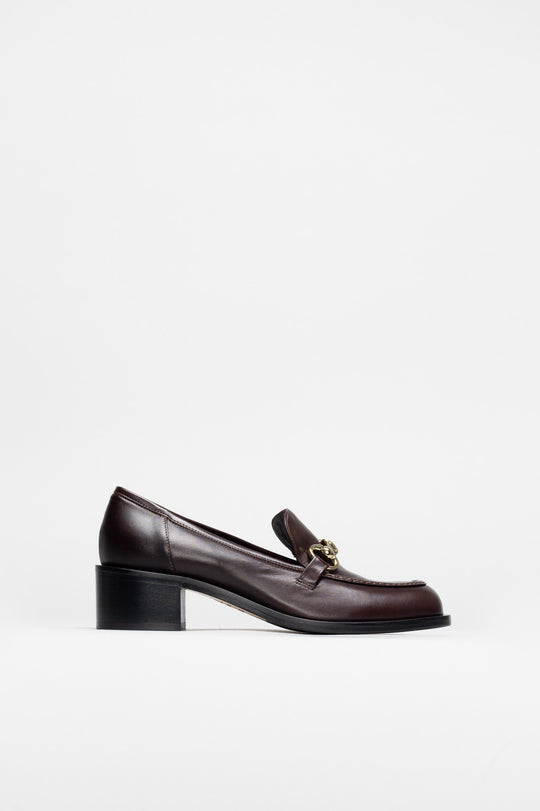 Heeled Loafer  | Chocolate Brown Nappa Leather