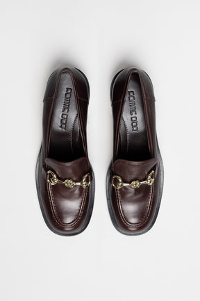 Heeled Loafer  | Chocolate Brown Nappa Leather