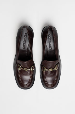 Heeled Loafer  | Chocolate Brown Nappa Leather