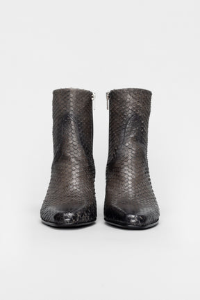 Cuban Ankle Boot Squama | Fade Grey Snake-Embossed Leather
