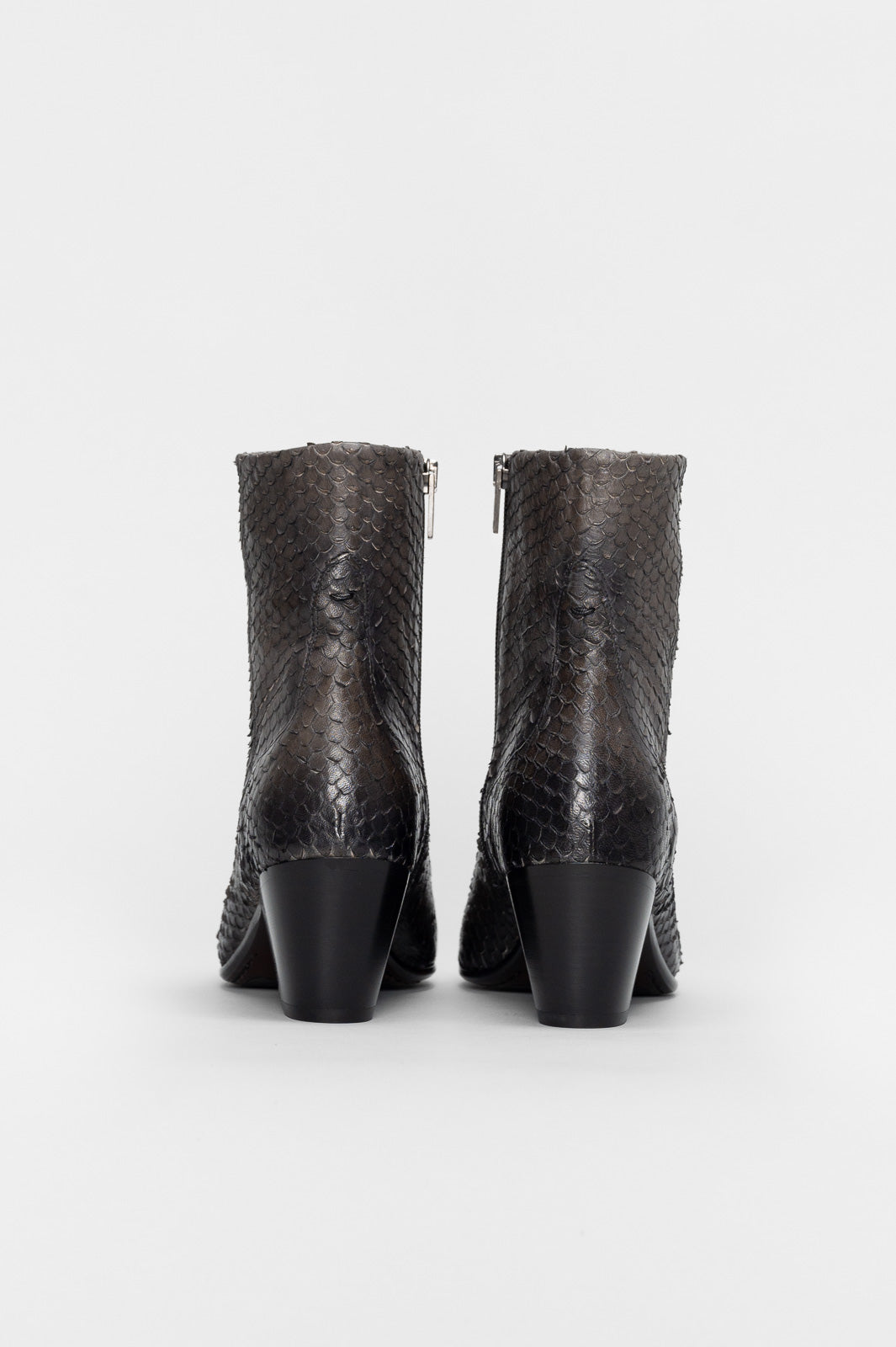 Cuban Ankle Boot Squama | Fade Grey Snake-Embossed Leather