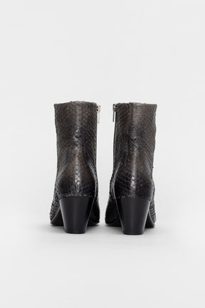 Cuban Ankle Boot Squama | Fade Grey Snake-Embossed Leather