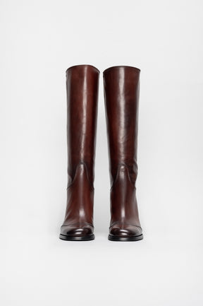 Heeled High Boot Kuma | Burnt Cognac Calf Leather