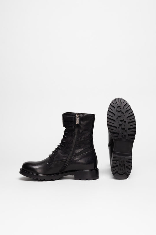 Lace-up Boot Mila | Black Calf Leather