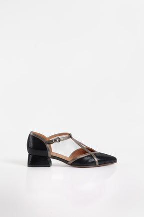 T-Strap Pump Hidrow 047 | Black Patent Suede
