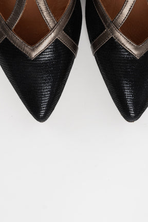 T-Strap Pump Hidrow 047 | Black Patent Suede