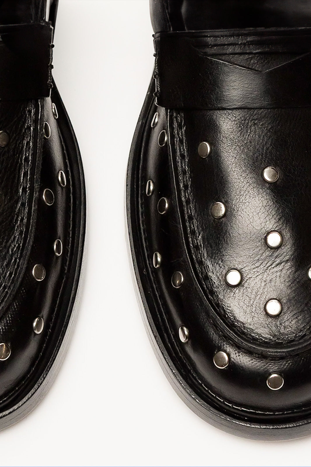 Penny Loafer Pia Studs | Black Calf Leather