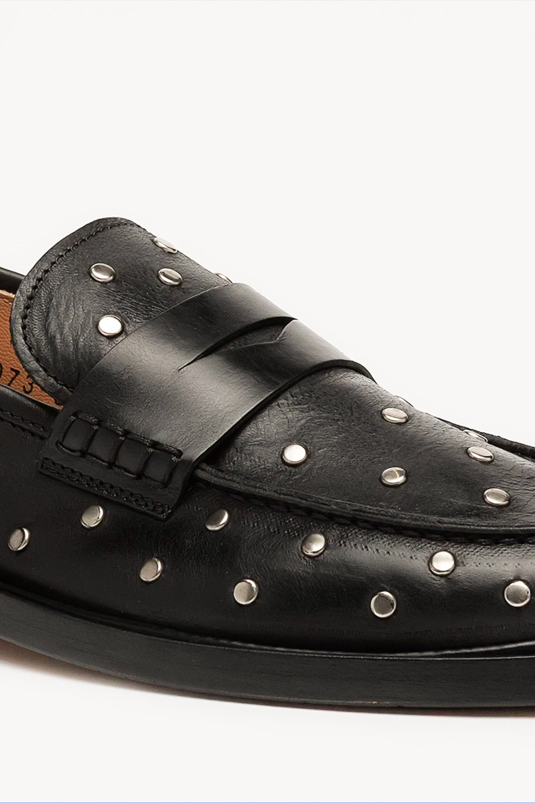 Penny Loafer Pia Studs | Black Calf Leather