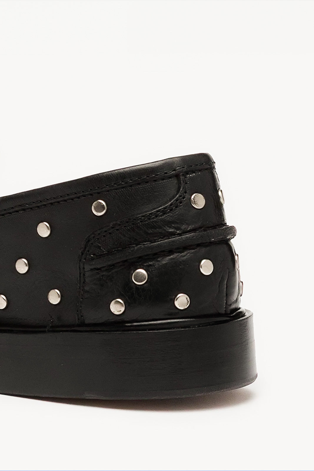 Penny Loafer Pia Studs | Black Calf Leather