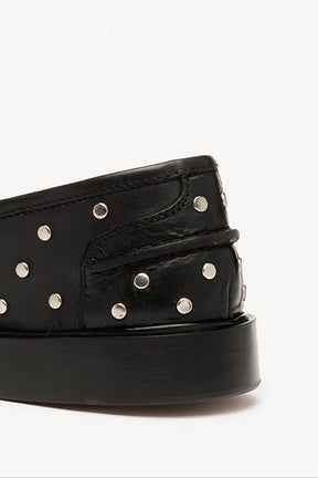 Penny Loafer Pia Studs | Black Calf Leather