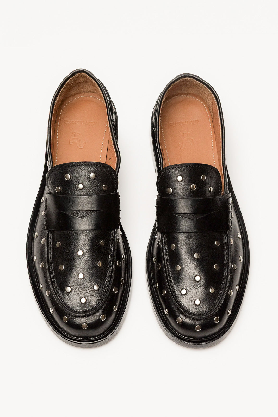 Penny Loafer Pia Studs | Black Calf Leather