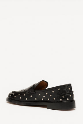 Penny Loafer Pia Studs | Black Calf Leather