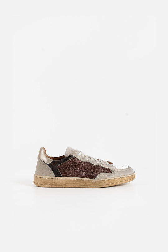 Low-Top Sneaker Cleo | Brown Glitter Suede