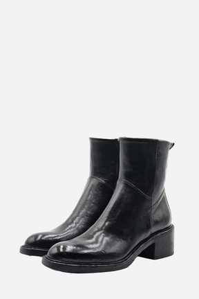 Heeled Boot Lara | Black Washed Calf Leather