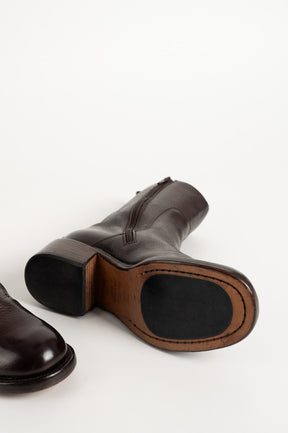 Heeled Boot Arizona | Grained Brown Calf Leather