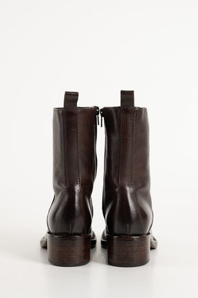Heeled Boot Arizona | Grained Brown Calf Leather