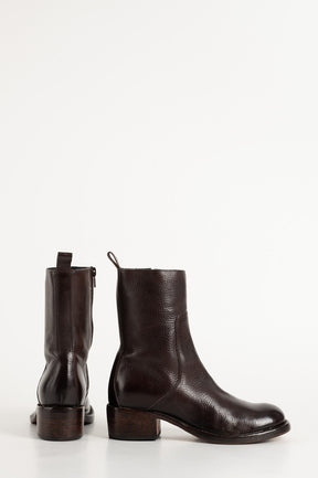 Heeled Boot Arizona | Grained Brown Calf Leather